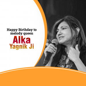 Alka Yagnik singing into a microphone with birthday wishes