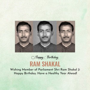 Portrait of Ram Shakal with three images and birthday wishes