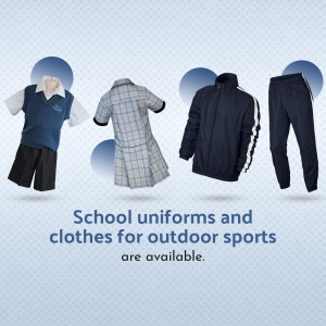 Display of school uniforms and outdoor sports clothing
