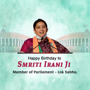 Smriti Irani, Member of Parliament, Lok Sabha, birthday greeting