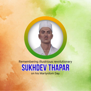 Portrait of Sukhdev Thapar with Indian Flag Colors