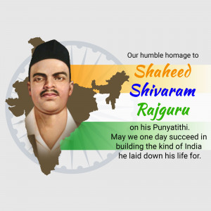 Image commemorating Shaheed Shivaram Rajguru on his Punyathithi with the Indian flag and map.