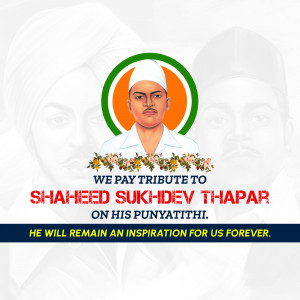 Image commemorating Shaheed Sukhdev Thapar on his Punyatithi