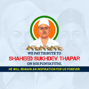 Image commemorating Shaheed Sukhdev Thapar on his Punyatithi