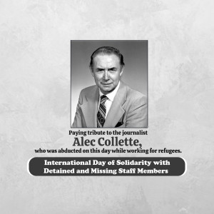 Black and white portrait of Alec Collette with a tribute message.