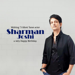 Sharman Joshi portrait with birthday greeting