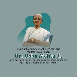 Portrait of Dr. Usha Mehta, a revolutionary figure