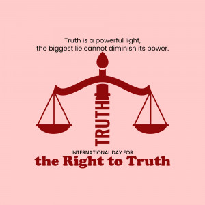 Scales of Justice with the word 'TRUTH' as the fulcrum, representing the International Day for the Right to Truth.