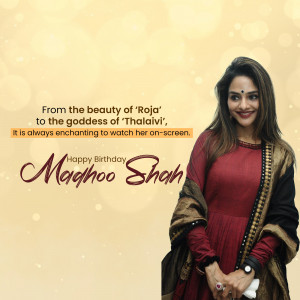 Madhoo Shah birthday wish with a portrait of the actress