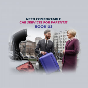 A man assisting elderly woman with luggage near a cab