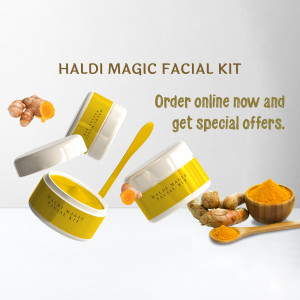 Haldi Magic Facial Kit with turmeric and ingredients