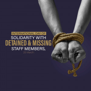Hands tied with rope symbolizing detained and missing staff members