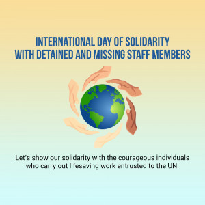 Image depicting hands of different skin tones surrounding the Earth, symbolizing solidarity with UN staff.