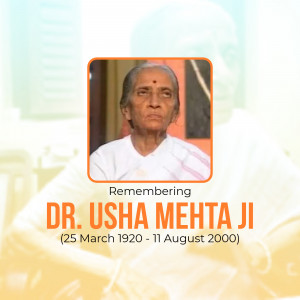 Portrait of Dr. Usha Mehta Ji with dates of birth and death