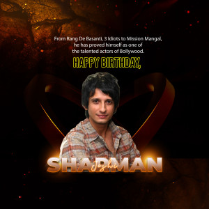 Image of Sharman Joshi with a birthday greeting