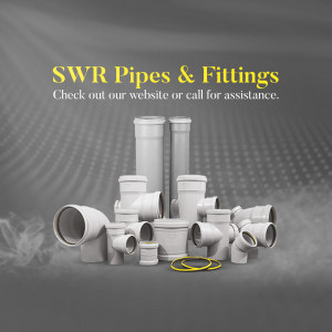 Assortment of grey SWR pipes and fittings for plumbing systems