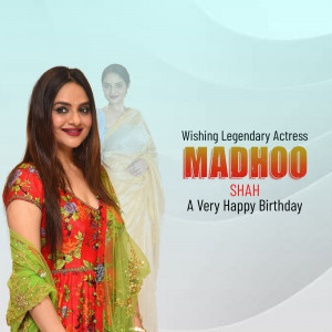 Portrait of Madhubala with a birthday greeting