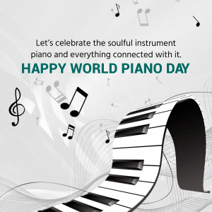 World Piano Day celebration with piano keys and musical notes