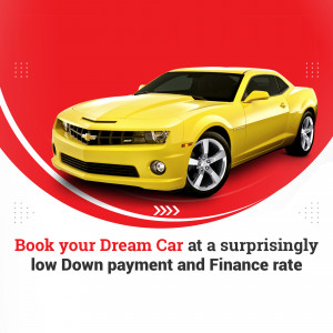 Yellow Chevrolet Camaro sports car with promotional text