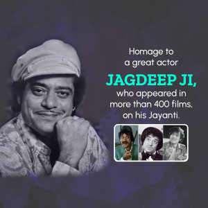 Black and white portrait of Jagdeep Ji, a veteran Indian actor.