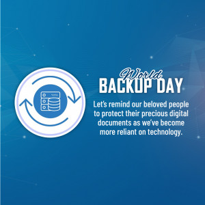 World Backup Day graphic with a data storage icon and text promoting data protection.