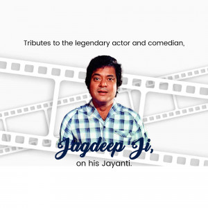 Portrait of Jagdeep Ji with film reel background