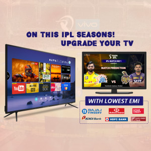 TV displaying IPL match with financing options