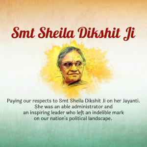 Portrait of Sheila Dikshit with tribute text