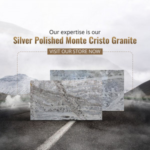 Image of Silver Polished Monte Cristo Granite with a call to action to visit the store.
