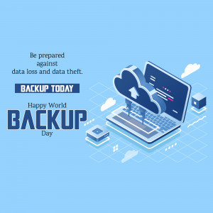 Isometric illustration promoting data backup for data loss and theft prevention.