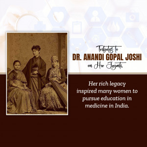 Portrait of Dr. Anandi Gopal Joshi with a young girl, commemorating her birth anniversary.