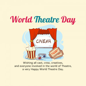 Illustration celebrating World Theatre Day with cinema elements