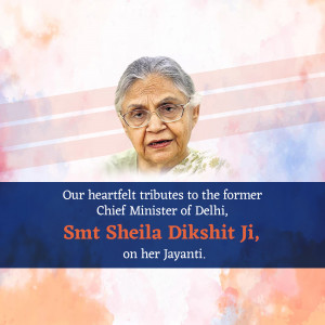 Portrait of Sheila Dikshit with tribute text