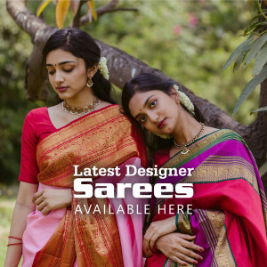Two Indian women wearing beautiful designer sarees