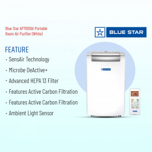 Blue Star AP700DAI Portable Room Air Purifier (White) with Feature List
