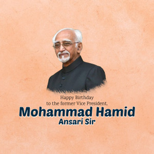 Portrait of Mohammad Hamid Ansari with birthday wishes