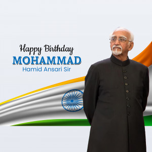 Portrait of Hamid Ansari with Indian Flag