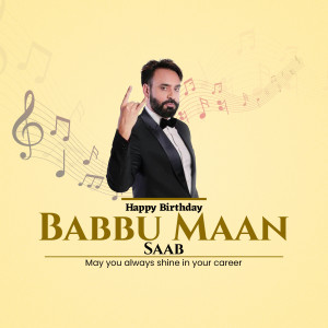 Babbu Maan birthday greeting with musical notes