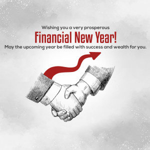 Image wishing a prosperous financial new year with a handshake illustration.