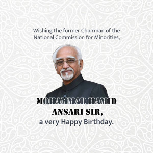 Portrait of Mohammad Hamid Ansari with birthday greetings