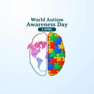 Illustration of a brain split into two halves, one representing neurotypical and the other autism, with puzzle pieces.