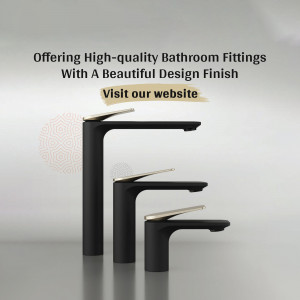 Black bathroom faucets with gold accents