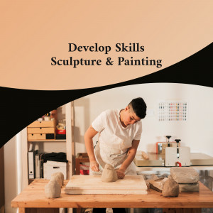 A young person sculpting clay in a workshop setting.