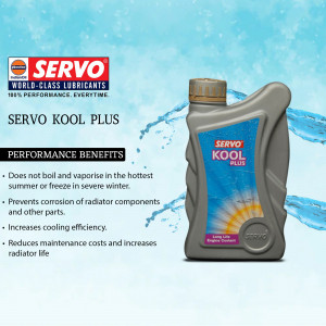 Image of Servo Kool Plus engine coolant bottle with product details.