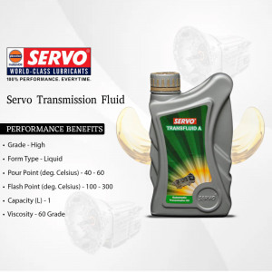 Image of Servo Transmission Fluid bottle with product details.