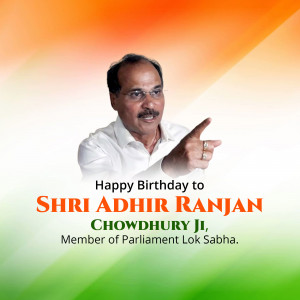 Image of Adhir Ranjan Chowdhury with a birthday greeting.