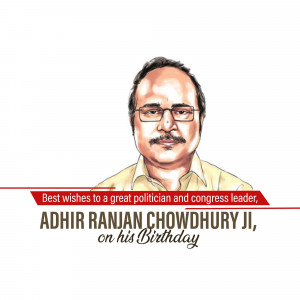 Portrait of Adhir Ranjan Chowdhury with birthday wishes