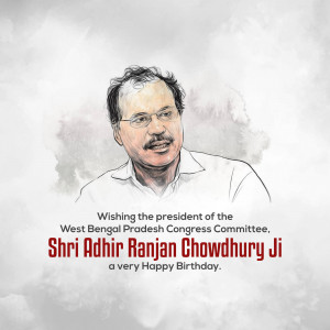 Portrait of Adhir Ranjan Chowdhury with birthday greetings