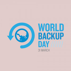 World Backup Day graphic with a globe and circular arrow