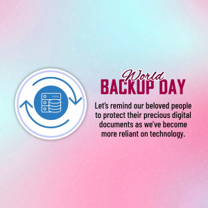 World Backup Day graphic with a circular icon and text promoting data protection.